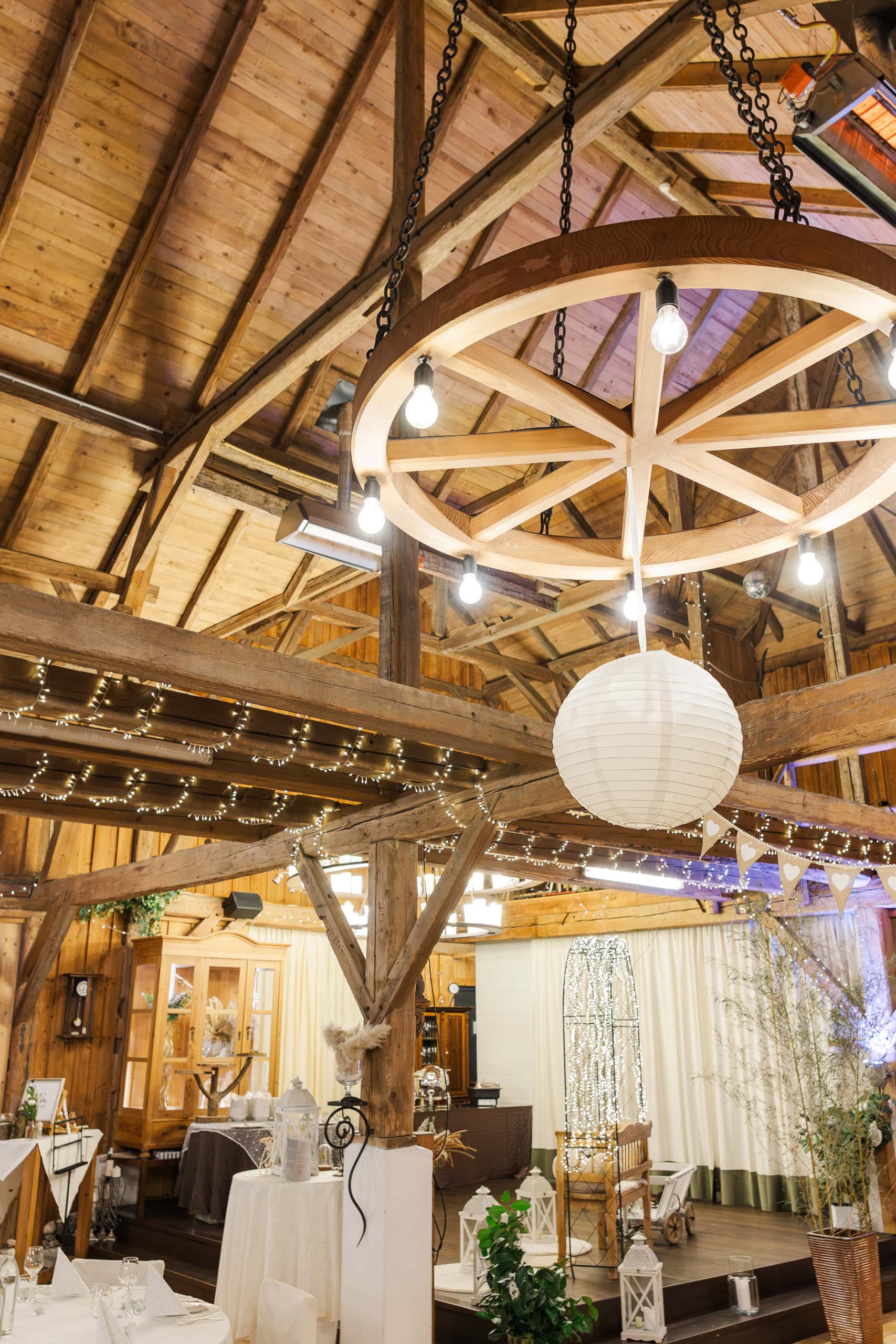 Hochzeit Stadlerhof – Decken-Details des Feststadels
